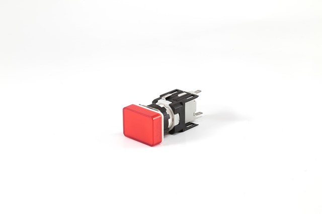 D Serisi Plastik LED'li 12-30V AC/DC Dikdörtgen Kırmızı 16 mm Sinyal
